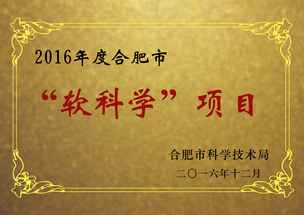 安徽臥濤2016年度合肥市軟科學(xué)項目
